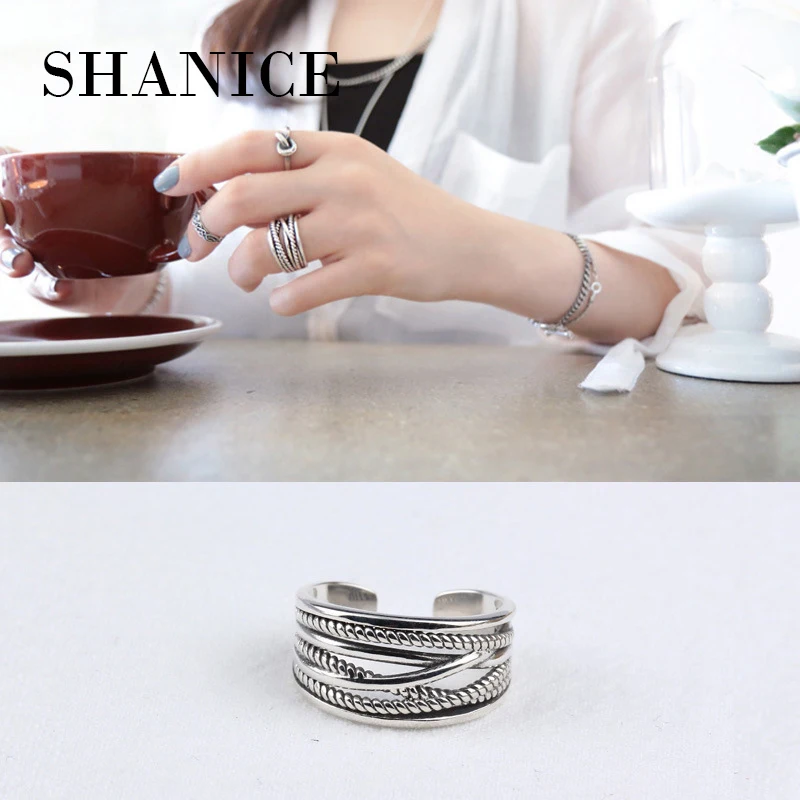 SHANICE Retro t925 Sterling Silver Rings for Women Vintage Punk Party Ring Multi Layers Braided Twist Open Cuff Adjustable Je
SHANICE Retro t925 Sterling Silver Rings for Women Vintage Punk Party Ring Multi Layers Braided Twist Open Cuff Adjustable Je