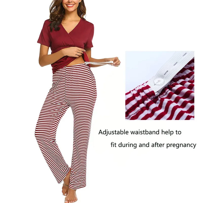 2019 Summer Women Maternity V-neck Nursing Baby T-shirt Tops+Stripe Pants Pajamas Set Pregnancy Clothes ropa mujer Clothes A2
2019 Summer Women Maternity V-neck Nursing Baby T-shirt Tops+Stripe Pants Pajamas Set Pregnancy Clothes ropa mujer Clothes A2