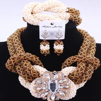 New Gold Chocolate Earrings Necklace Jewelry Set Natural Crystal Beads African Indian Wedding Jewelry Set Women's Jewelry
New Gold Chocolate Earrings Necklace Jewelry Set Natural Crystal Beads African Indian Wedding Jewelry Set Women's Jewelry