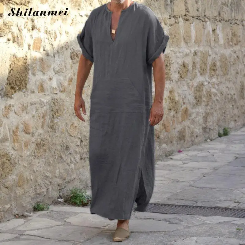 Plus Size 5XL Summer Muslim Men Islamic Abayas Jubah Thobe Robes Kaftan Short Sleeve Pocket Solid Arabic Dubai Abaya Clothing
Plus Size 5XL Summer Muslim Men Islamic Abayas Jubah Thobe Robes Kaftan Short Sleeve Pocket Solid Arabic Dubai Abaya Clothing