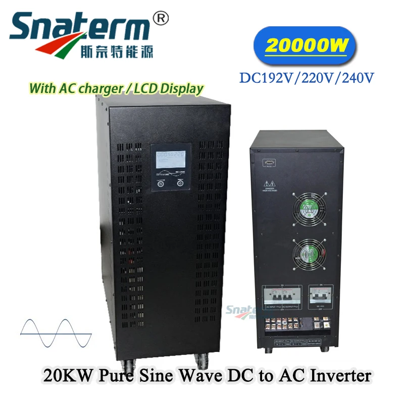 IGBT 20KW/20000W Off grid Pure sine wave DC to AC Solar PV power inverter 192/220/240VDC to 220VAC with LCD display AC charger
IGBT 20KW/20000W Off grid Pure sine wave DC to AC Solar PV power inverter 192/220/240VDC to 220VAC with LCD display AC charger
