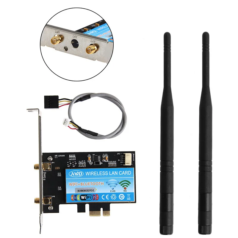 PCI-E BCM94360CS2 867Mbps 802.11AC Dual Band BT4.0 Wifi PCI-Express Adapter Card
PCI-E BCM94360CS2 867Mbps 802.11AC Dual Band BT4.0 Wifi PCI-Express Adapter Card