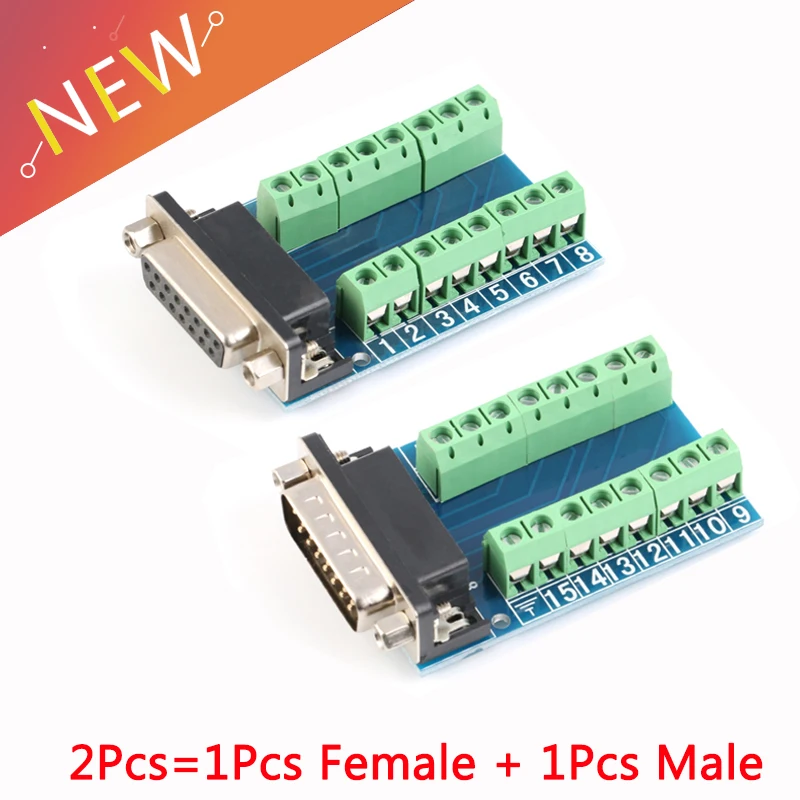 2pcs 1pair DB15 D-SUB VGA 15pin 1pcs Female + 1pcs Male Adapter Jack Terminal Breakout PCB Board
2pcs 1pair DB15 D-SUB VGA 15pin 1pcs Female + 1pcs Male Adapter Jack Terminal Breakout PCB Board