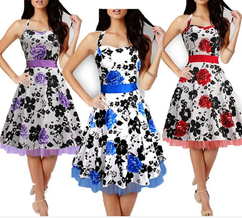 Audrey Hepburn vintage Halter Neck belt big swing floral dress women sexy party cocktail 50s 60s dresses robe dress
Audrey Hepburn vintage Halter Neck belt big swing floral dress women sexy party cocktail 50s 60s dresses robe dress