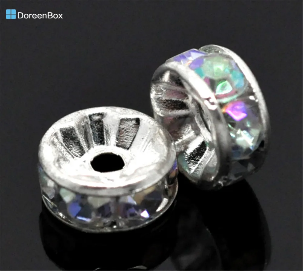 Doreen Box Silver Color Acrylic Clear AB Color Rhinestone Rondelle Spacers Beads 8mm*3.7mm, 100 PCs Jewelry Findings Accessrioes
Doreen Box Silver Color Acrylic Clear AB Color Rhinestone Rondelle Spacers Beads 8mm*3.7mm, 100 PCs Jewelry Findings Accessrioes