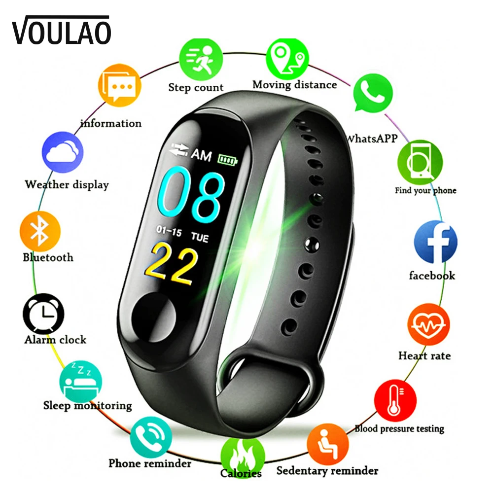 VOULAO Smart Bracelet M3 Fitness Band Heart Rate Monitor Bluetooth Sport Wristband For IOS Android Screen Touch Fitness Tracker
VOULAO Smart Bracelet M3 Fitness Band Heart Rate Monitor Bluetooth Sport Wristband For IOS Android Screen Touch Fitness Tracker