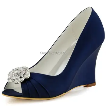 Women Wedges Shoes Peep Toe Bridal Wedding Shoes Ivory Comfort Satin Prom Party Dress Pumps Navy Blue Pink WP1547
Women Wedges Shoes Peep Toe Bridal Wedding Shoes Ivory Comfort Satin Prom Party Dress Pumps Navy Blue Pink WP1547