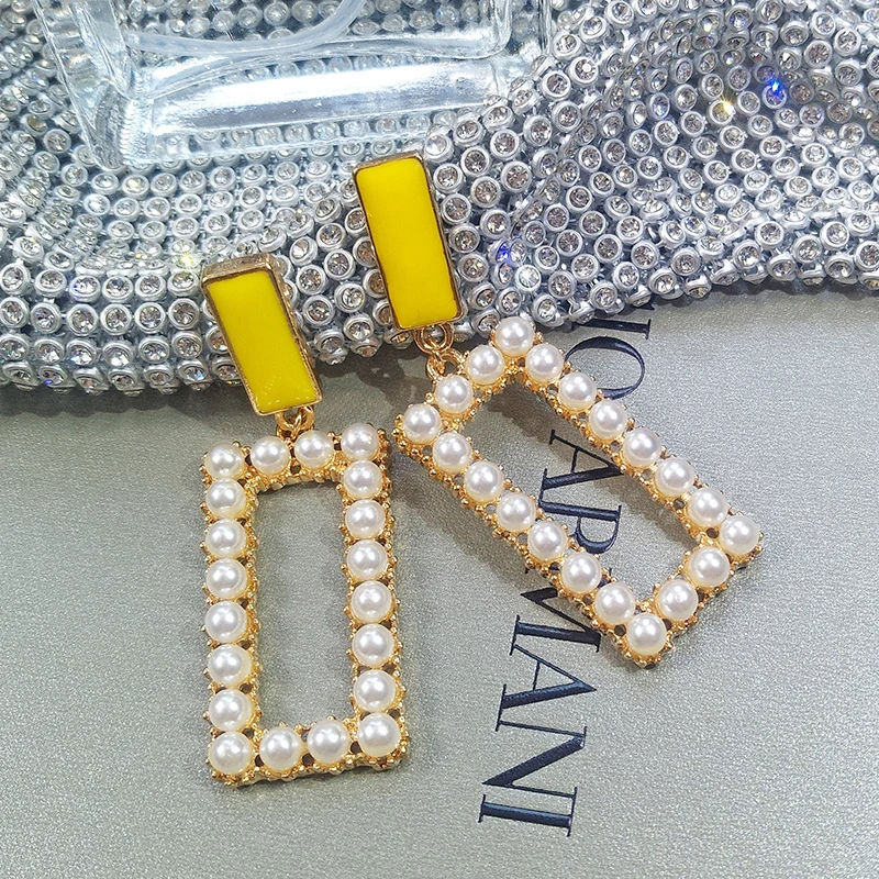 Trendy Simulated-pearl Geometric Women Dangle Earrings Personality Geometry Yellow Rectangular Pearl Earrings Bohemian Earrings
Trendy Simulated-pearl Geometric Women Dangle Earrings Personality Geometry Yellow Rectangular Pearl Earrings Bohemian Earrings