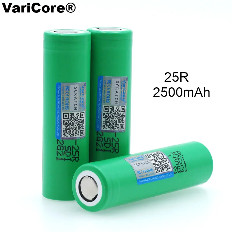 VariCore 18650 2500 mAh Rechargeable battery 3.6V INR1865025R 20A discharge batteries For E-cigarette use
VariCore 18650 2500 mAh Rechargeable battery 3.6V INR1865025R 20A discharge batteries For E-cigarette use