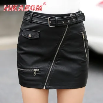 Fashion Pencil PU Leather Skirts Womens Hot Zippers High Waist Pockets Wrap Hip Short Bandage Skirt Female Plus Size With Belt
Fashion Pencil PU Leather Skirts Womens Hot Zippers High Waist Pockets Wrap Hip Short Bandage Skirt Female Plus Size With Belt