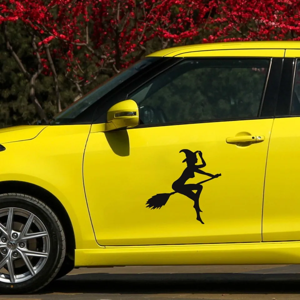 1211CM FUNNY SEXY WITCH LADY GIR Sexy Witch Lady Car Stickers Car Sticker Decals BlackSilverLaser Window Auto Wall Sticker (8)