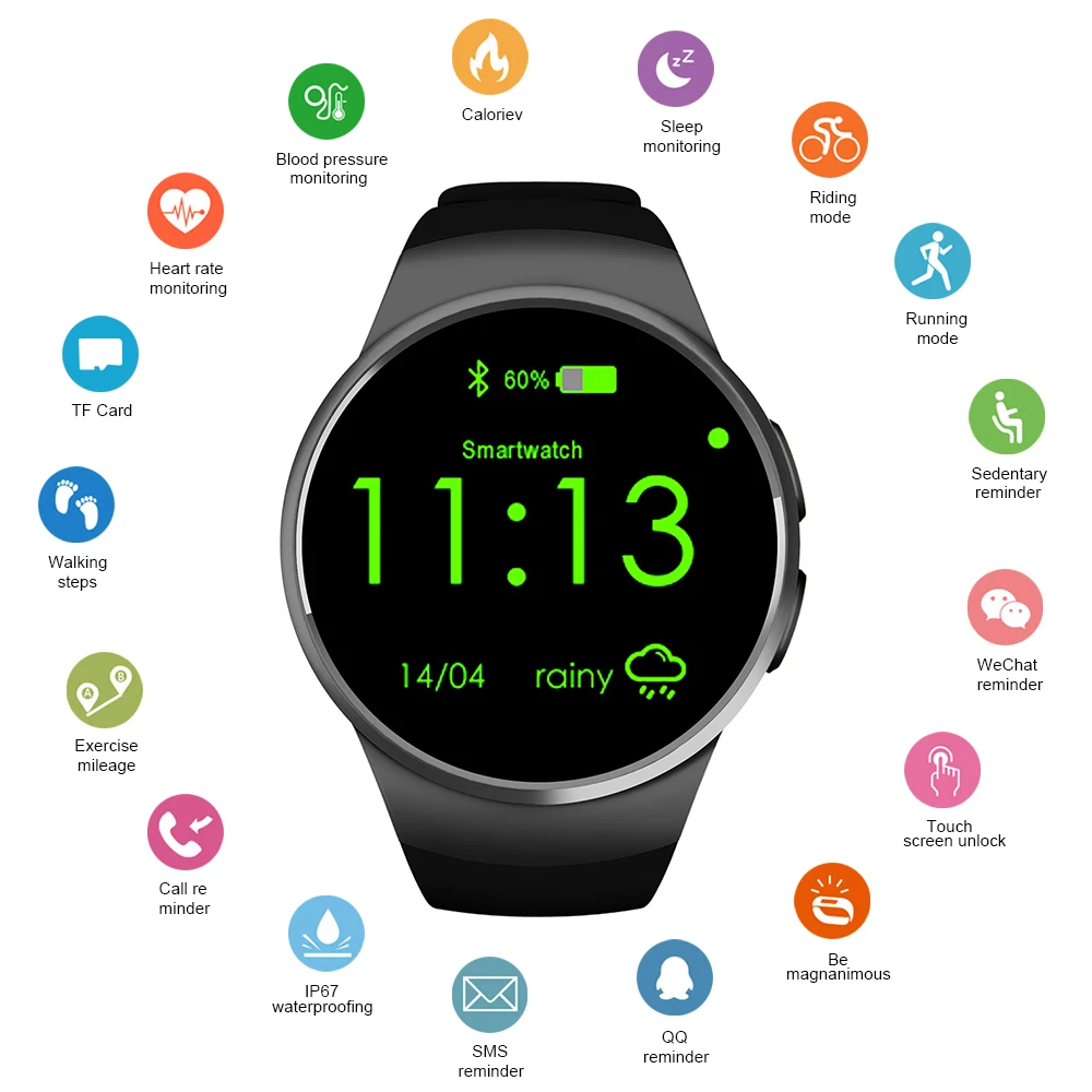KW18 Smart Watch Color Screen Heart Rate Sleep Monitor Sitting Alert Sports Fitness Tracker Supports SIM TF Card Watch Black
KW18 Smart Watch Color Screen Heart Rate Sleep Monitor Sitting Alert Sports Fitness Tracker Supports SIM TF Card Watch Black