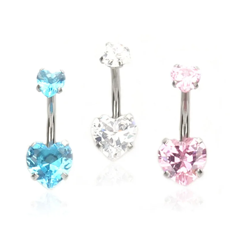 Stainless steel puncture zircon navel ring heart shaped double head zircon Navel Ring Navel nail 3 color pink blue white
Stainless steel puncture zircon navel ring heart shaped double head zircon Navel Ring Navel nail 3 color pink blue white