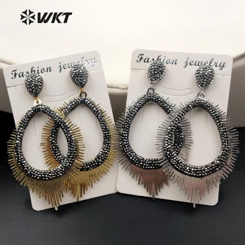 RE048 WKT Fashion Tiny Brass Slice Drop Earring With Rhinestone Pave Big Oval Shape Earring For Women Gift Earring
RE048 WKT Fashion Tiny Brass Slice Drop Earring With Rhinestone Pave Big Oval Shape Earring For Women Gift Earring