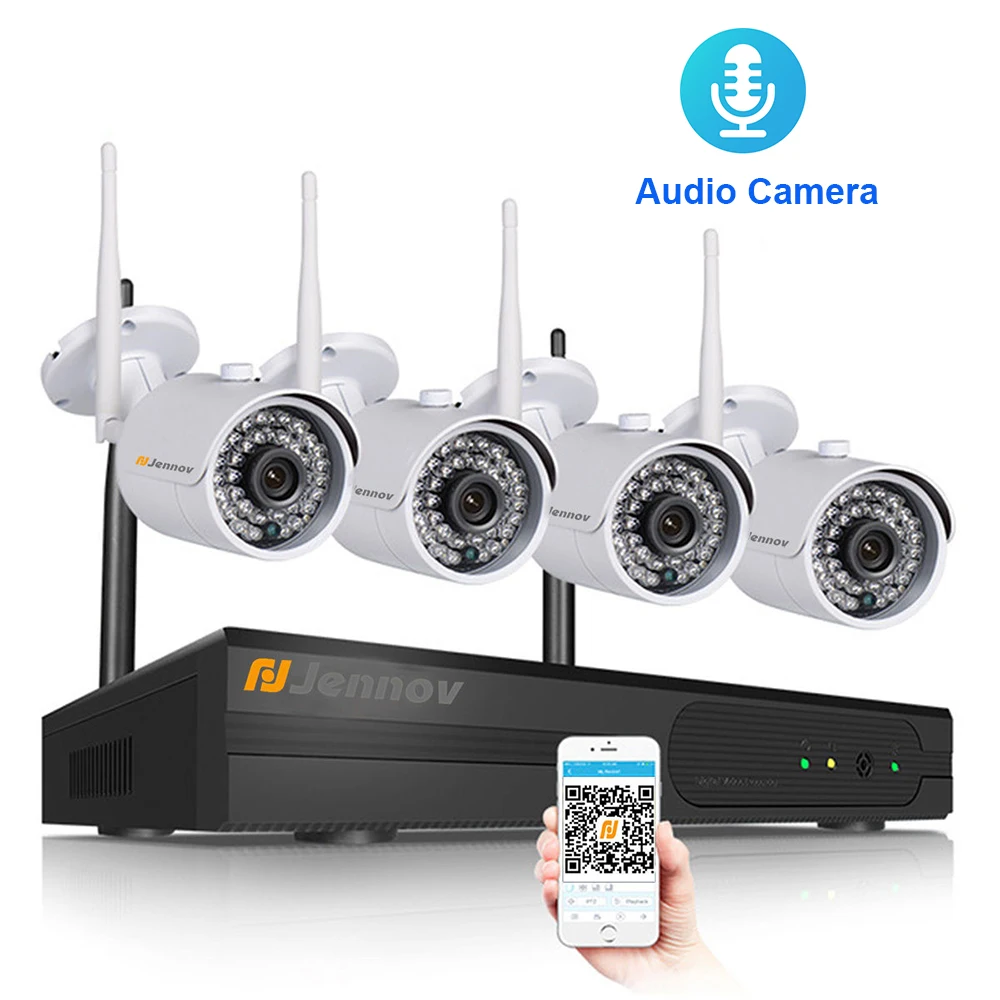 4CH Wireless Audio Record CCTV Security Camera System Video Surveillance Kits Camara Wifi 720P 1MP Ip cam Video With NVR Kits 
4CH Wireless Audio Record CCTV Security Camera System Video Surveillance Kits Camara Wifi 720P 1MP Ip cam Video With NVR Kits