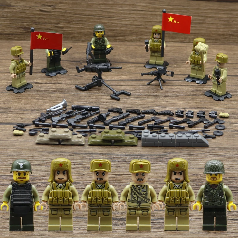 

World war military brickmania Battle of Triangle Hill warfare building block ww2 china army minifigs weapon gun bricks toys