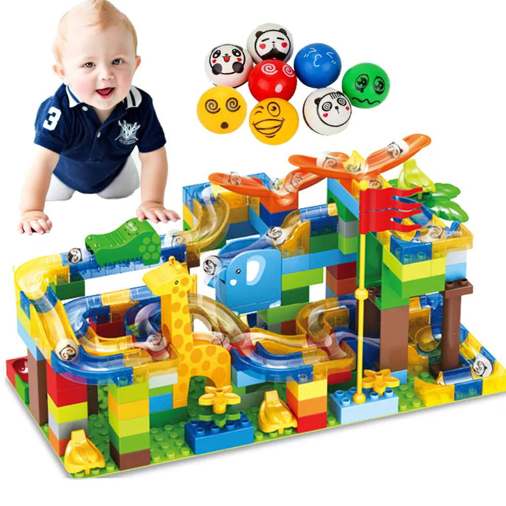 168 PCS Marble Race Run Slide Brick Maze Ball Track Building Blocks Plastic ABS Compatible Duplo Slide Building Block Toy
168 PCS Marble Race Run Slide Brick Maze Ball Track Building Blocks Plastic ABS Compatible Duplo Slide Building Block Toy