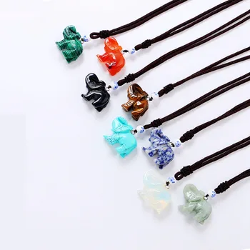 3A Natural Stone Elephant Necklace Pendant Amber Agate Turquoise Lapis Lazuli Obsidian Chains Necklace For Women Fashion Jewelry
3A Natural Stone Elephant Necklace Pendant Amber Agate Turquoise Lapis Lazuli Obsidian Chains Necklace For Women Fashion Jewelry
