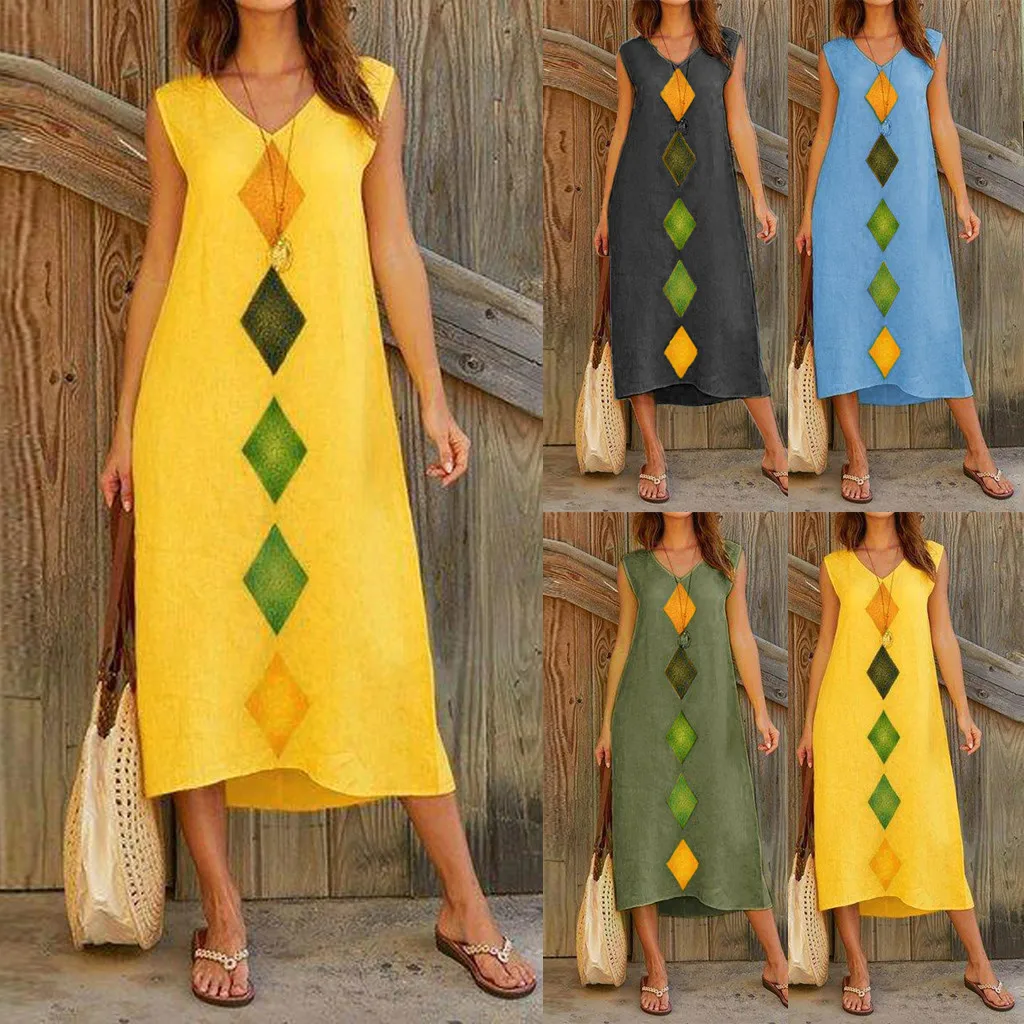 Women Dress 2019 Summer Fashion Dress Women Summer Sleeveless V Neck Cotton Linen Printed Casual Long Maxi Beach Dress S-XXL #20
Women Dress 2019 Summer Fashion Dress Women Summer Sleeveless V Neck Cotton Linen Printed Casual Long Maxi Beach Dress S-XXL #20