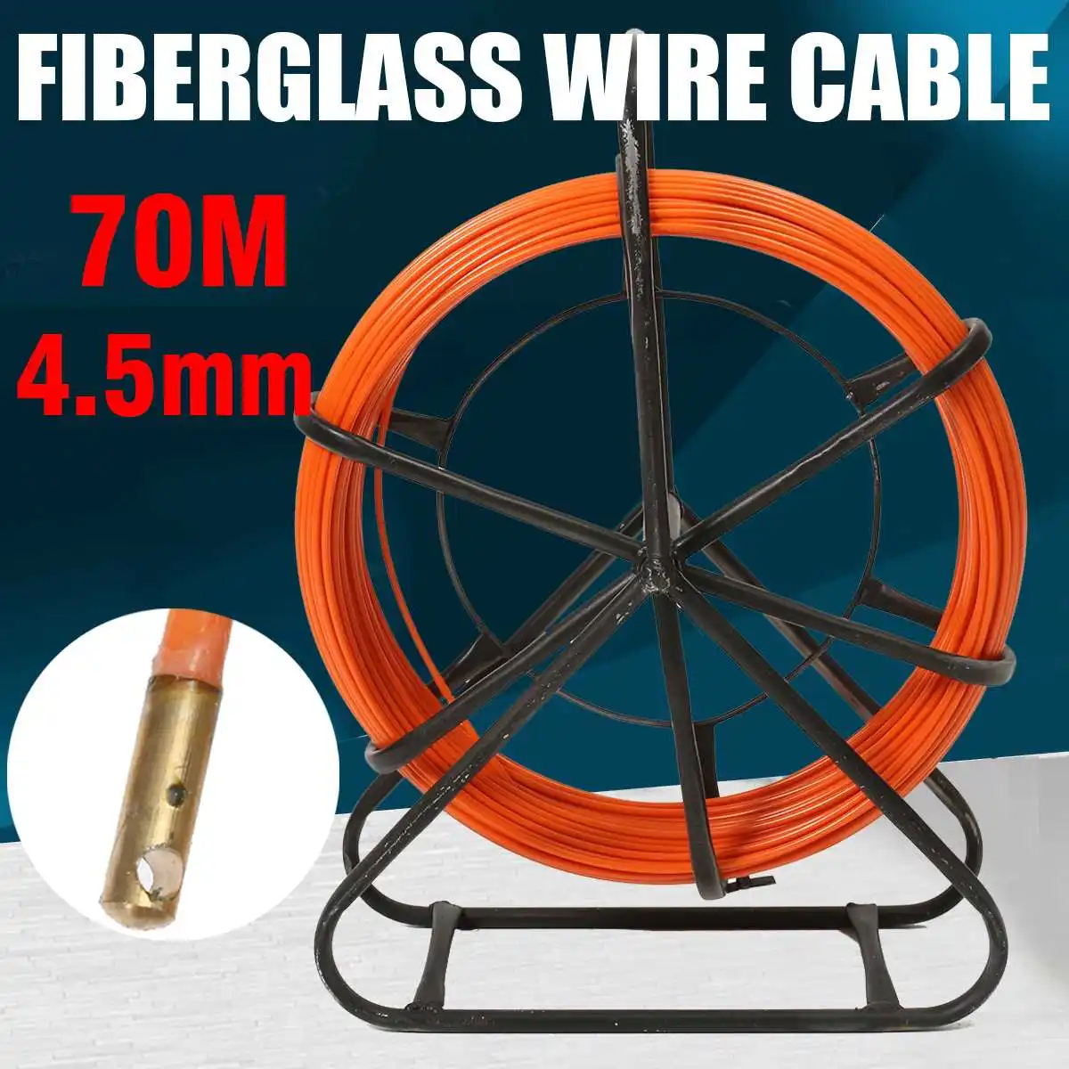 4.5mm Fish Tape Fiberglass Wire Cable 70m Length Running Rod Duct Rodder Puller