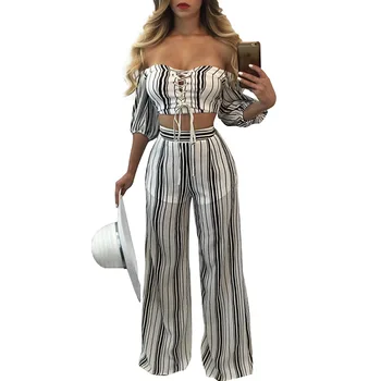 Europe and America women's Jumpsuit 2020 hot sexy deep V neck strap striped wide leg print clothing G058
Europe and America women's Jumpsuit 2020 hot sexy deep V neck strap striped wide leg print clothing G058
