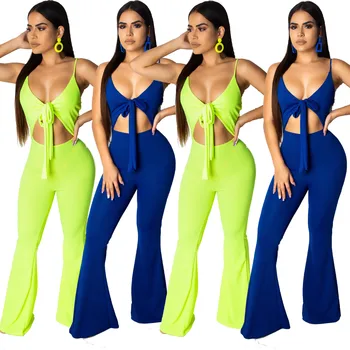 Multicolored sexy strap suspension pants women jumpsuit Casual Boot Cut Solid Lace Up 
Multicolored sexy strap suspension pants women jumpsuit Casual Boot Cut Solid Lace Up