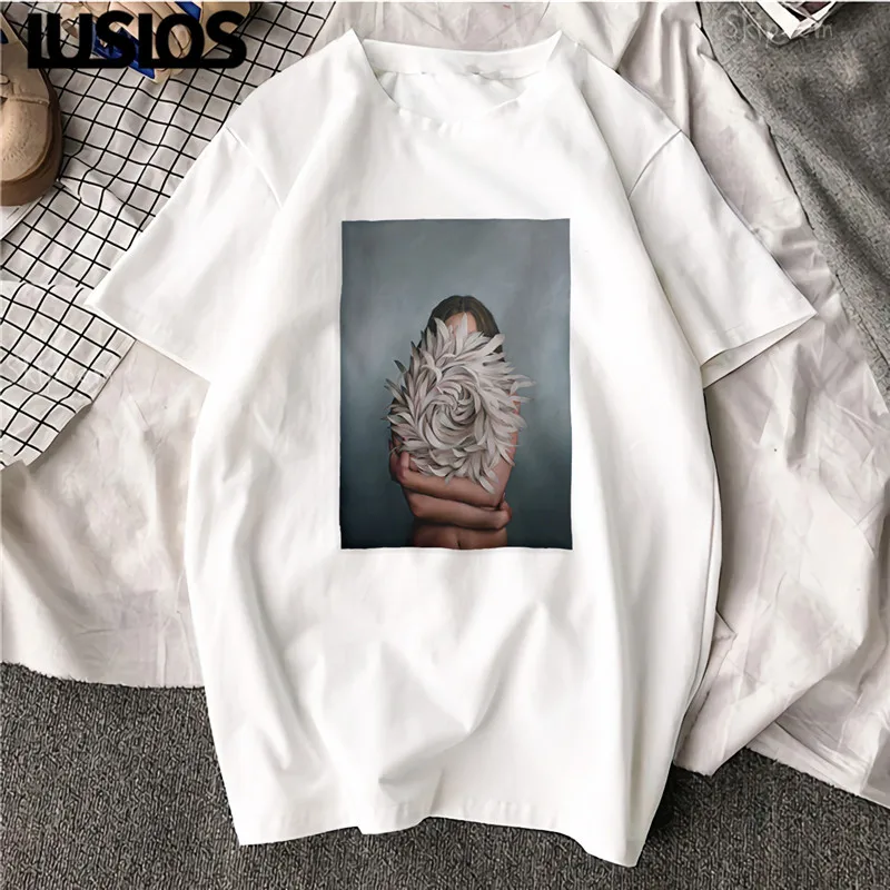LUS LOS Summer Female Cotton T-Shirts The Women Holding A Big Flower Printed 2 Different Designs Harajuku Style Streetwear
LUS LOS Summer Female Cotton T-Shirts The Women Holding A Big Flower Printed 2 Different Designs Harajuku Style Streetwear