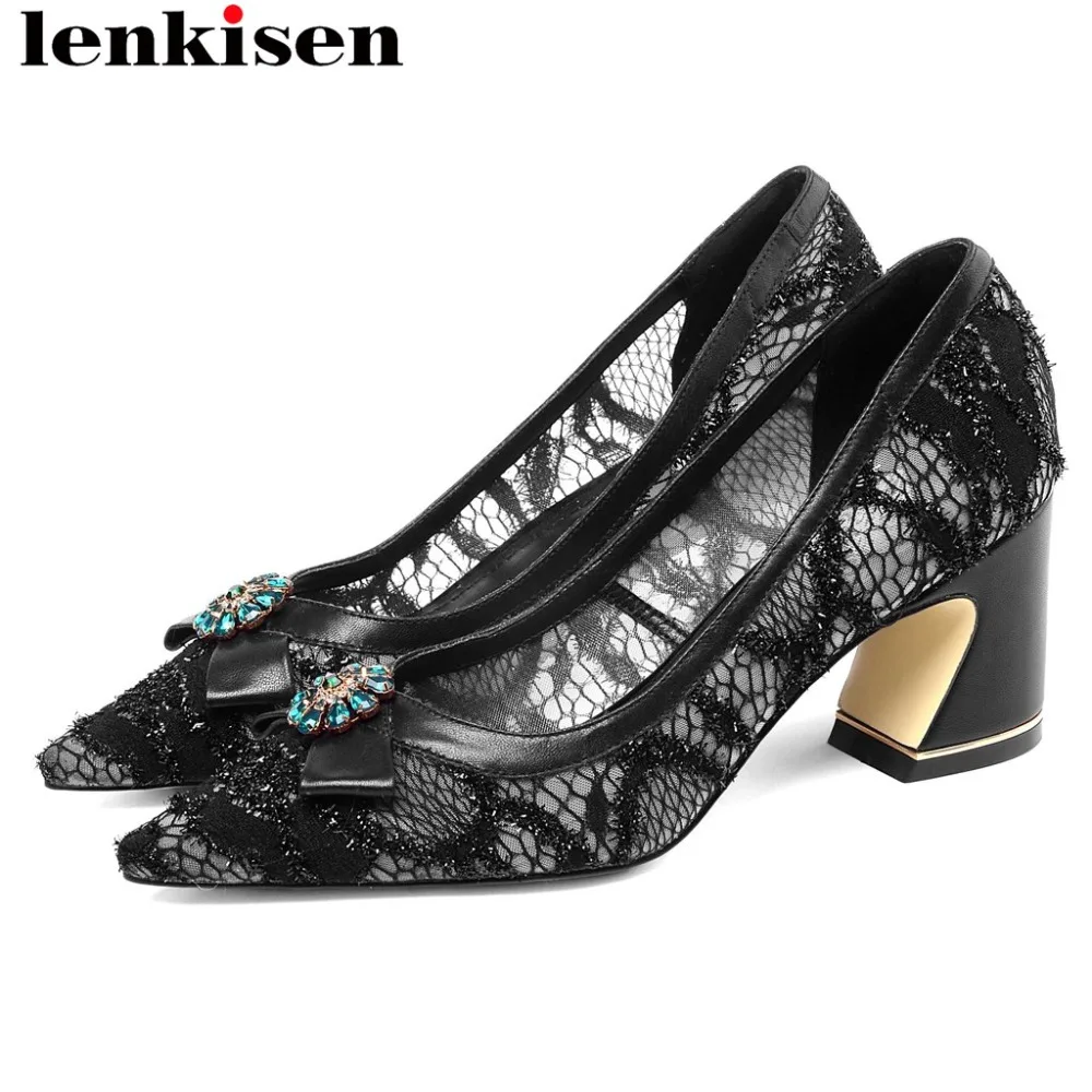 Lenkisen green crystals buckle decoration pointed toe slip on thick high heels slip on office lady large size mesh pumps L10
Lenkisen green crystals buckle decoration pointed toe slip on thick high heels slip on office lady large size mesh pumps L10