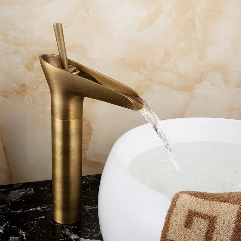 Antique Brass Bathroom Basin Faucet Waterfall Spout Mixer Tap Deck Mount Single Hole Mixer Tap KD738
Antique Brass Bathroom Basin Faucet Waterfall Spout Mixer Tap Deck Mount Single Hole Mixer Tap KD738