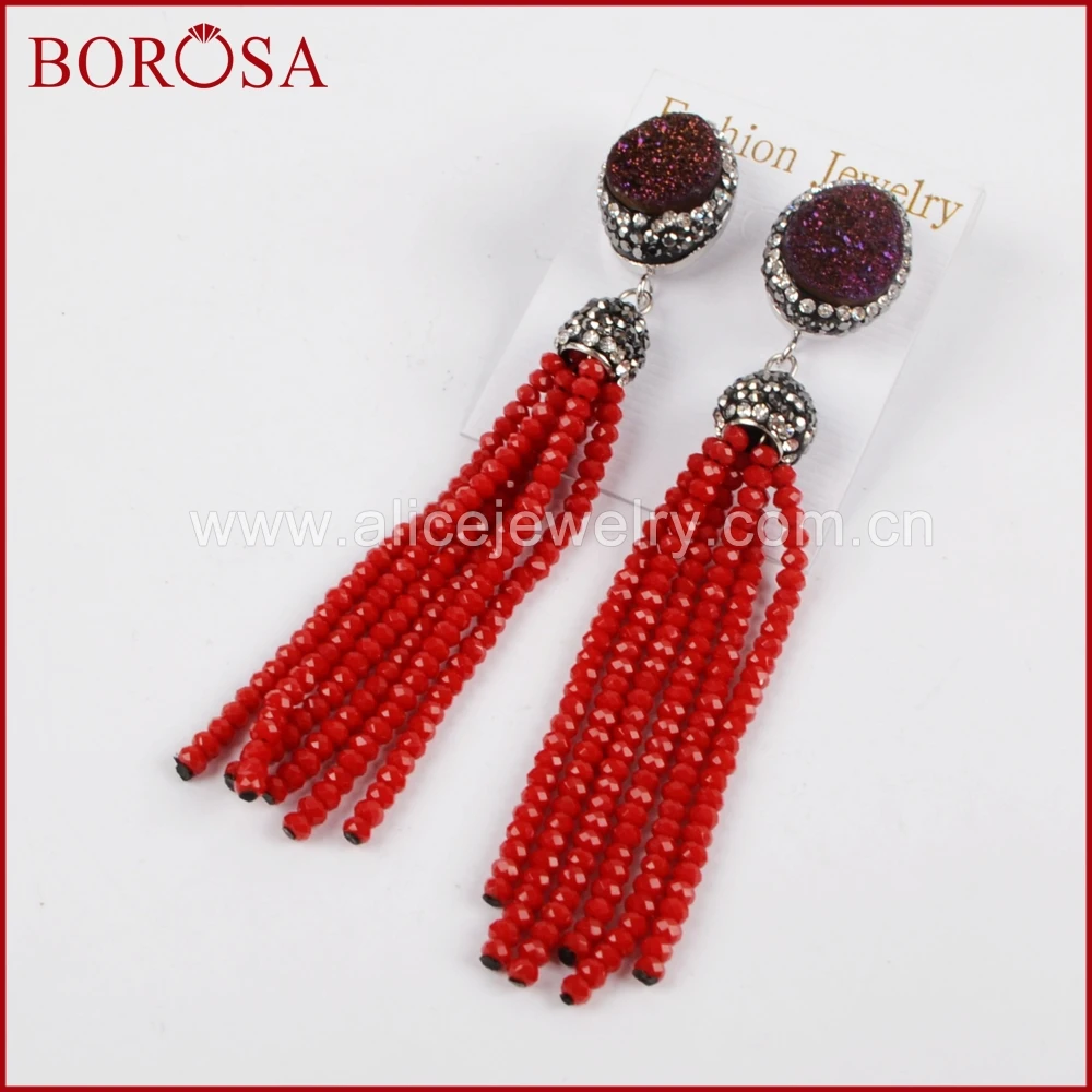BOROSA 3pairs druzy tassel earrings,fashion titanium drusy natural stone with multi color tassel dangle earrings JAB628
BOROSA 3pairs druzy tassel earrings,fashion titanium drusy natural stone with multi color tassel dangle earrings JAB628