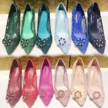 Glitter Crystal Embellished Woman Pumps Women Stiletto Pointed Toe Sexy Lace Floral Women Shoes Chic Brand Designer Wedding Hot
Glitter Crystal Embellished Woman Pumps Women Stiletto Pointed Toe Sexy Lace Floral Women Shoes Chic Brand Designer Wedding Hot