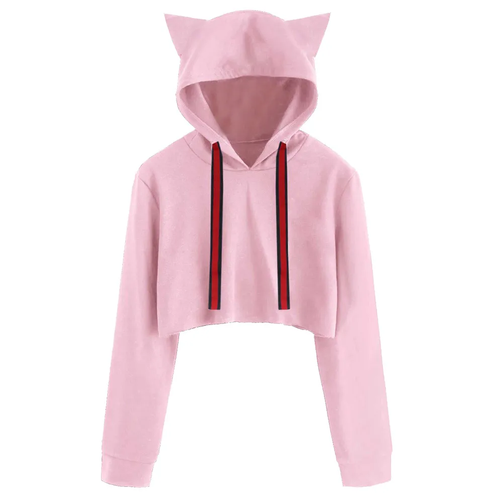 girls Long Sleeve Cropped Hoodies Autumn Sweatshirt Women Cat Hooded Pullover Crop Tops Sweatshirt maglione *40
girls Long Sleeve Cropped Hoodies Autumn Sweatshirt Women Cat Hooded Pullover Crop Tops Sweatshirt maglione *40