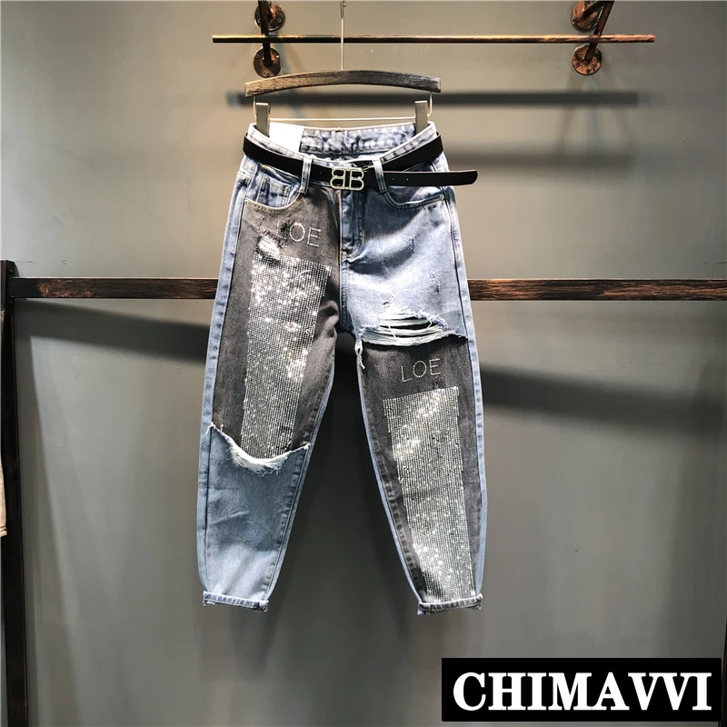 2019 Spring New Korean Spell Color Jeans Female Hot Diamond Loose Harem Pants Letters Nine Pants Tide Denim Trousers
2019 Spring New Korean Spell Color Jeans Female Hot Diamond Loose Harem Pants Letters Nine Pants Tide Denim Trousers