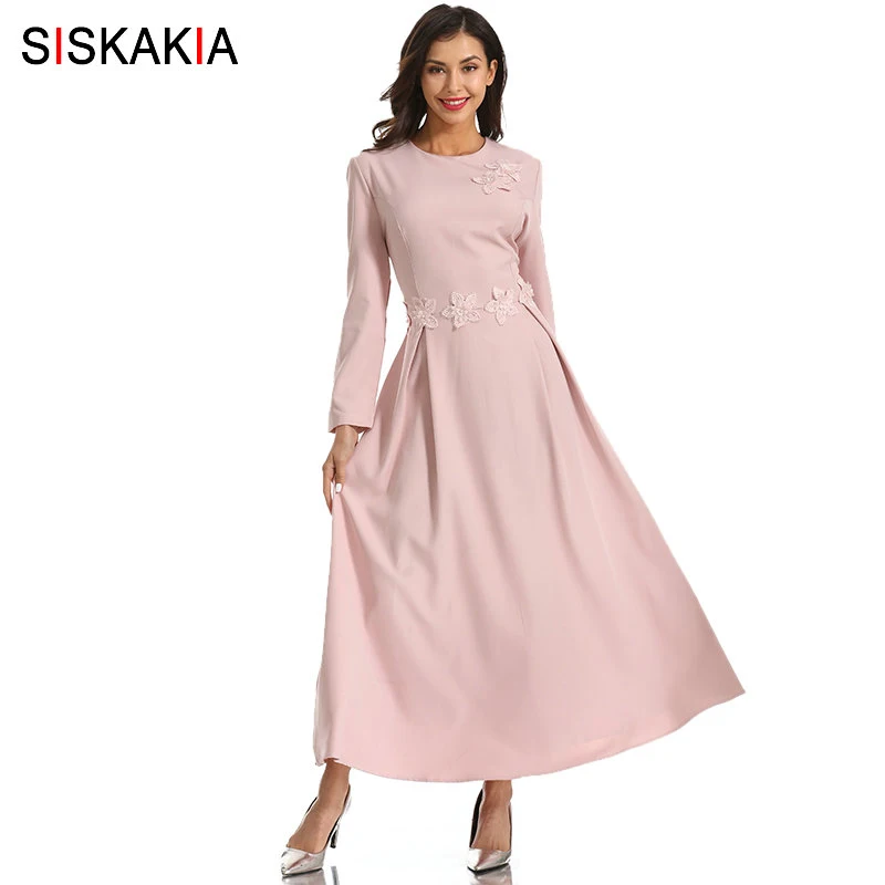 Siskakia 3D Appliques Beading Design Women Long Dress Mid-Calf A Line Draped Swing Dress Elegant Party Wear O Neck Long Sleeve
Siskakia 3D Appliques Beading Design Women Long Dress Mid-Calf A Line Draped Swing Dress Elegant Party Wear O Neck Long Sleeve
