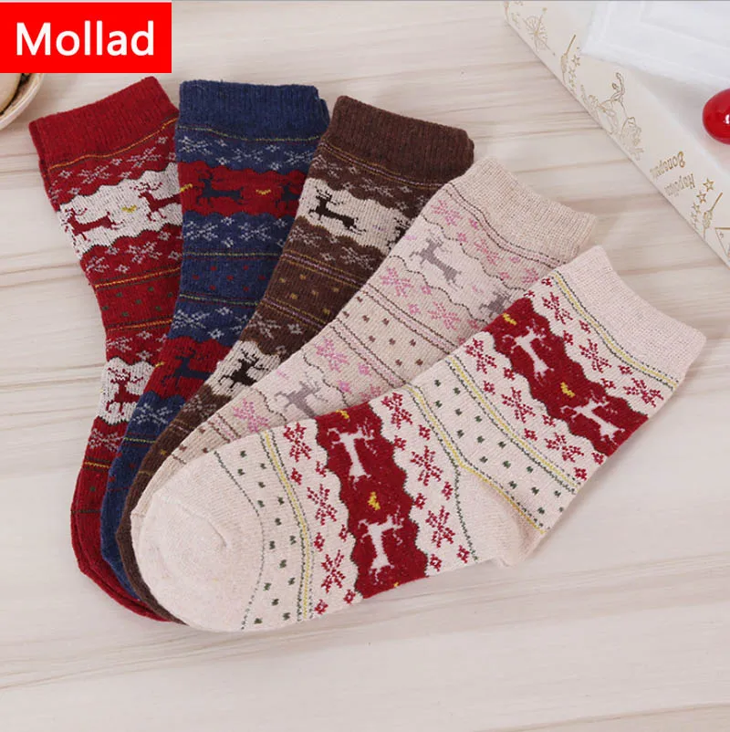 Image Mollad 2017women s socks lady christmas gift sock fashion winter cute wool 3d ladies crazy soks female thermal warm animal socks