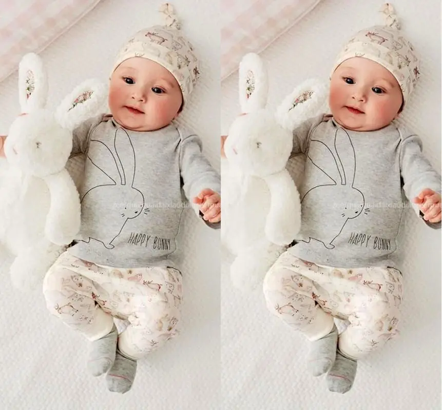 Newborn Cute Baby Girls Clothing Bunny Deer Letter Printed T-Shirt+ Pants+Cap Outfits 3pcs Set 0-24M
Newborn Cute Baby Girls Clothing Bunny Deer Letter Printed T-Shirt+ Pants+Cap Outfits 3pcs Set 0-24M