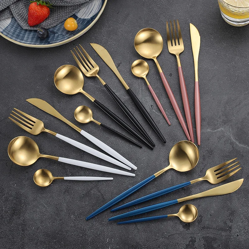 ONEUP 4pcs/set Dinner Set Cutlery European Stainless Steel Tableware Knives Forks Spoons Home Party Kitchen Decoration
ONEUP 4pcs/set Dinner Set Cutlery European Stainless Steel Tableware Knives Forks Spoons Home Party Kitchen Decoration