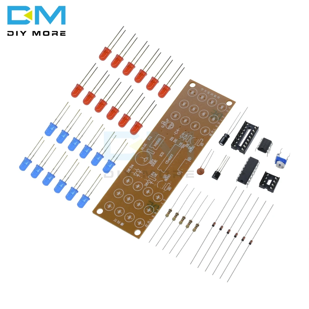 NE555 CD4017 Red Blue Double Color Flashing Lights Board Kit StrobePractice Learning Electronic Suite Module DIY Kits
NE555 CD4017 Red Blue Double Color Flashing Lights Board Kit StrobePractice Learning Electronic Suite Module DIY Kits