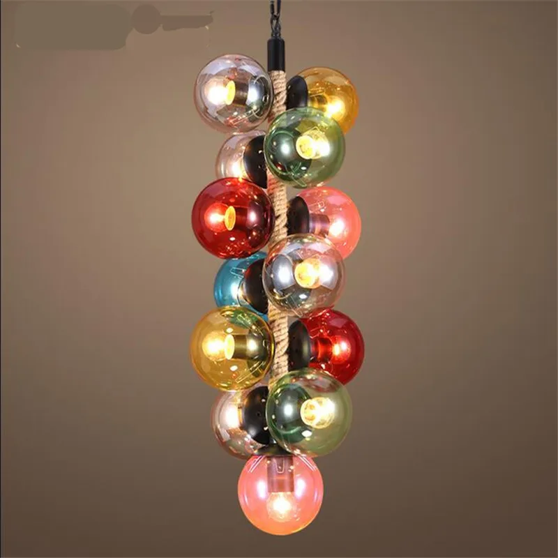 Vintage Loft Colorful Glass Balls Modo Iron Led E27 Pendant Light for Dining Room Restaurant Bar Hemp Rope Chain Lamps 1560
Vintage Loft Colorful Glass Balls Modo Iron Led E27 Pendant Light for Dining Room Restaurant Bar Hemp Rope Chain Lamps 1560