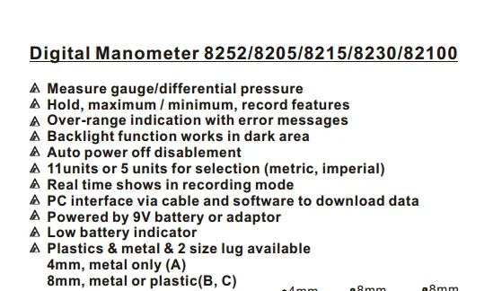 AZ8215 Digital Vacuum Gauge Manometer 15psi Manometer Differential Pressure Instrument Meter 100KPa (3)