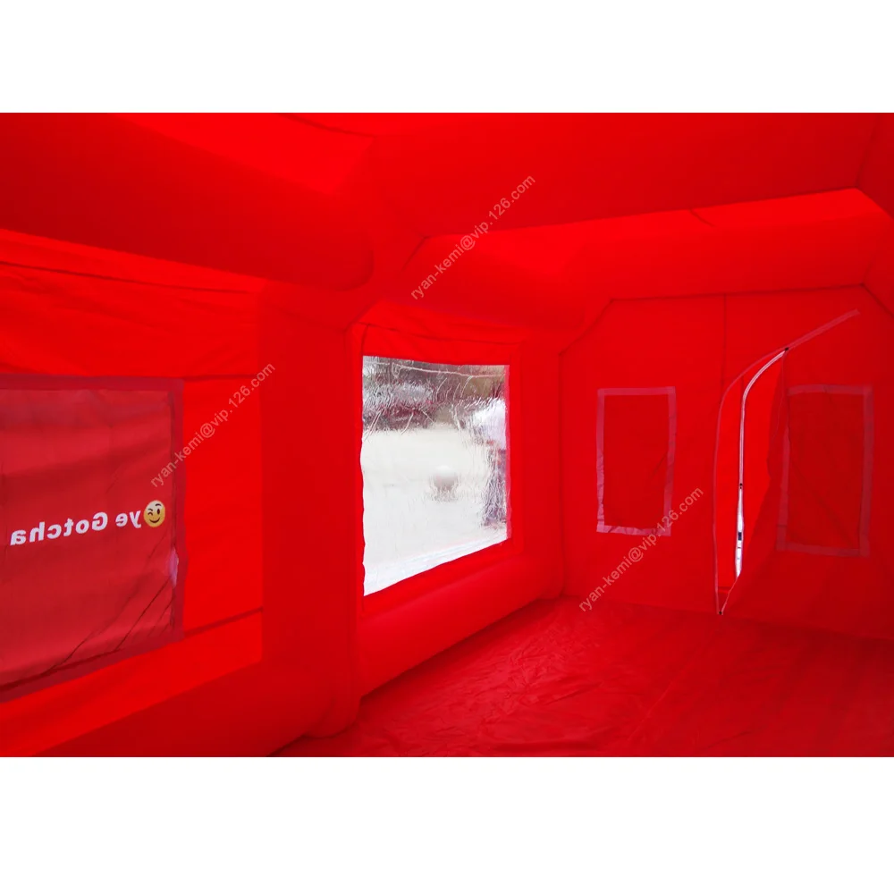6x3x2.5mH small red inflatable spray booth for car paint portable inflatable car garage cabin tent for motorbike machine paint spray inside