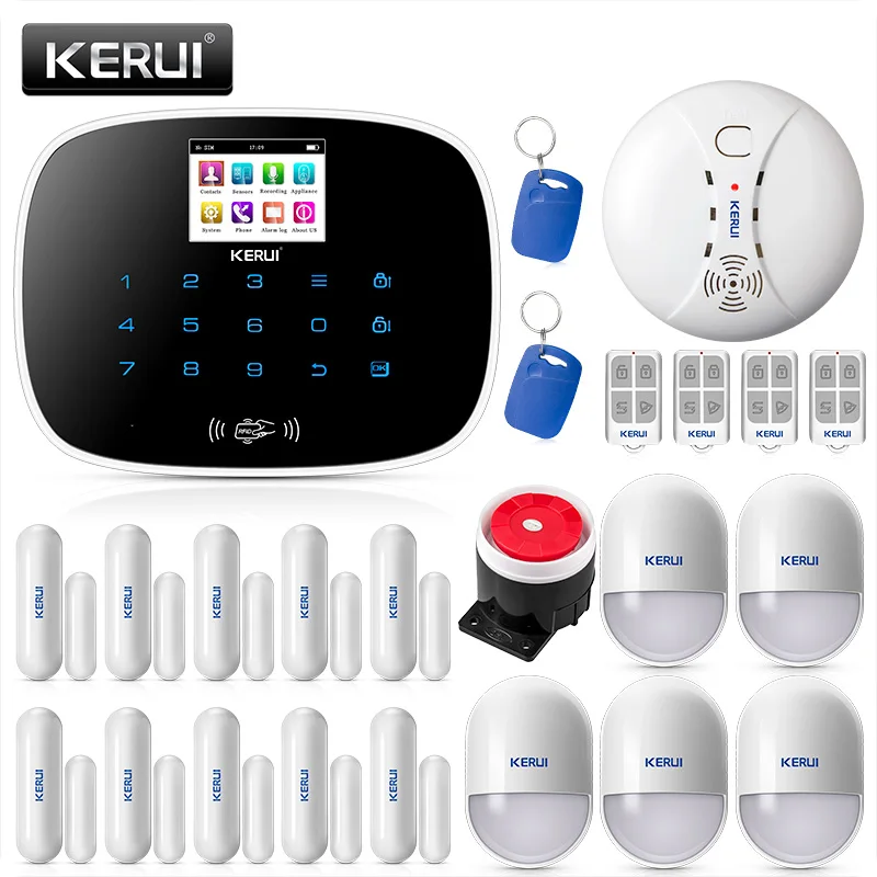 

KERUI 2.4 TFT Touch Screen Alarm Wireless GSM SMS Intruder Security Alarm System Android English & Russian Voice RFID Card