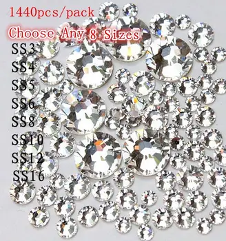 8Pack (1440pcs/pack=12960PCS) 8 Size SS3 SS4 SS5 SS6 SS8 SS10 SS12 SS16 Clear Crystal Nail Art Decorations Flatback Rhinestones
8Pack (1440pcs/pack=12960PCS) 8 Size SS3 SS4 SS5 SS6 SS8 SS10 SS12 SS16 Clear Crystal Nail Art Decorations Flatback Rhinestones