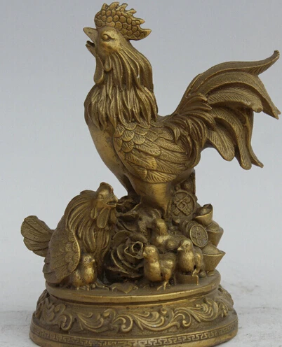 0 6" Chinese Brass Zodiac Year Chicken Rooster Cock Family Animal Wealth Statue
0 6" Chinese Brass Zodiac Year Chicken Rooster Cock Family Animal Wealth Statue