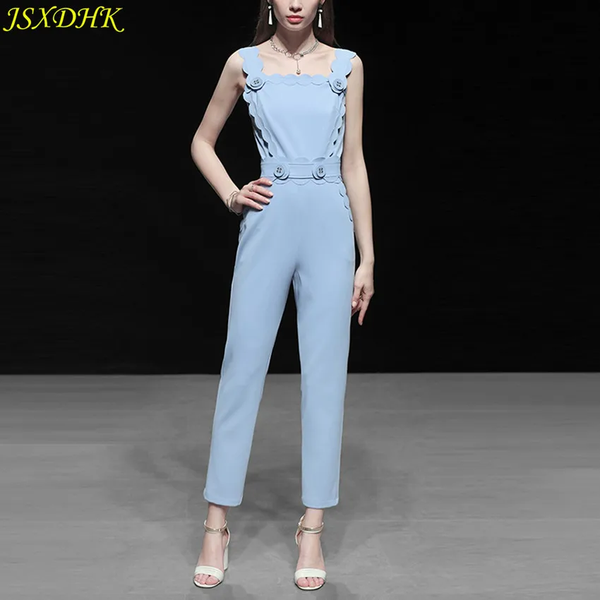 JSXDHK Runway Summer Sky Blue Jumpsuits Women Spaghetti Strap 3D Button Decorate Overalls Slim Floral Vest OL Rompers Jumpsuit
JSXDHK Runway Summer Sky Blue Jumpsuits Women Spaghetti Strap 3D Button Decorate Overalls Slim Floral Vest OL Rompers Jumpsuit