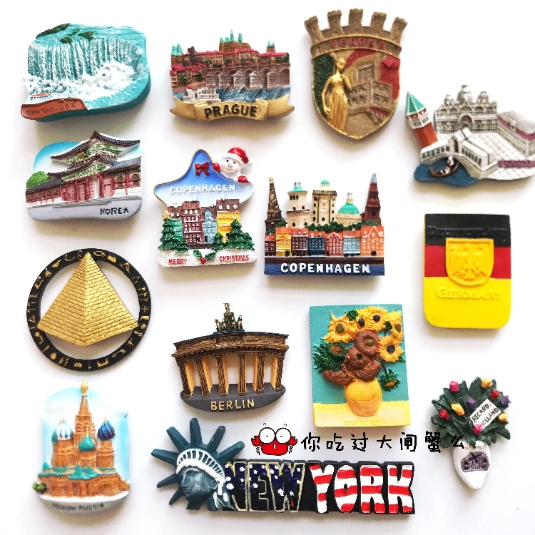

European Denmark South Korea Netherlands Egypt Germany Russia 3D Fridge Magnets Tourism Souvenirs Refrigerator Magnetic Stickers