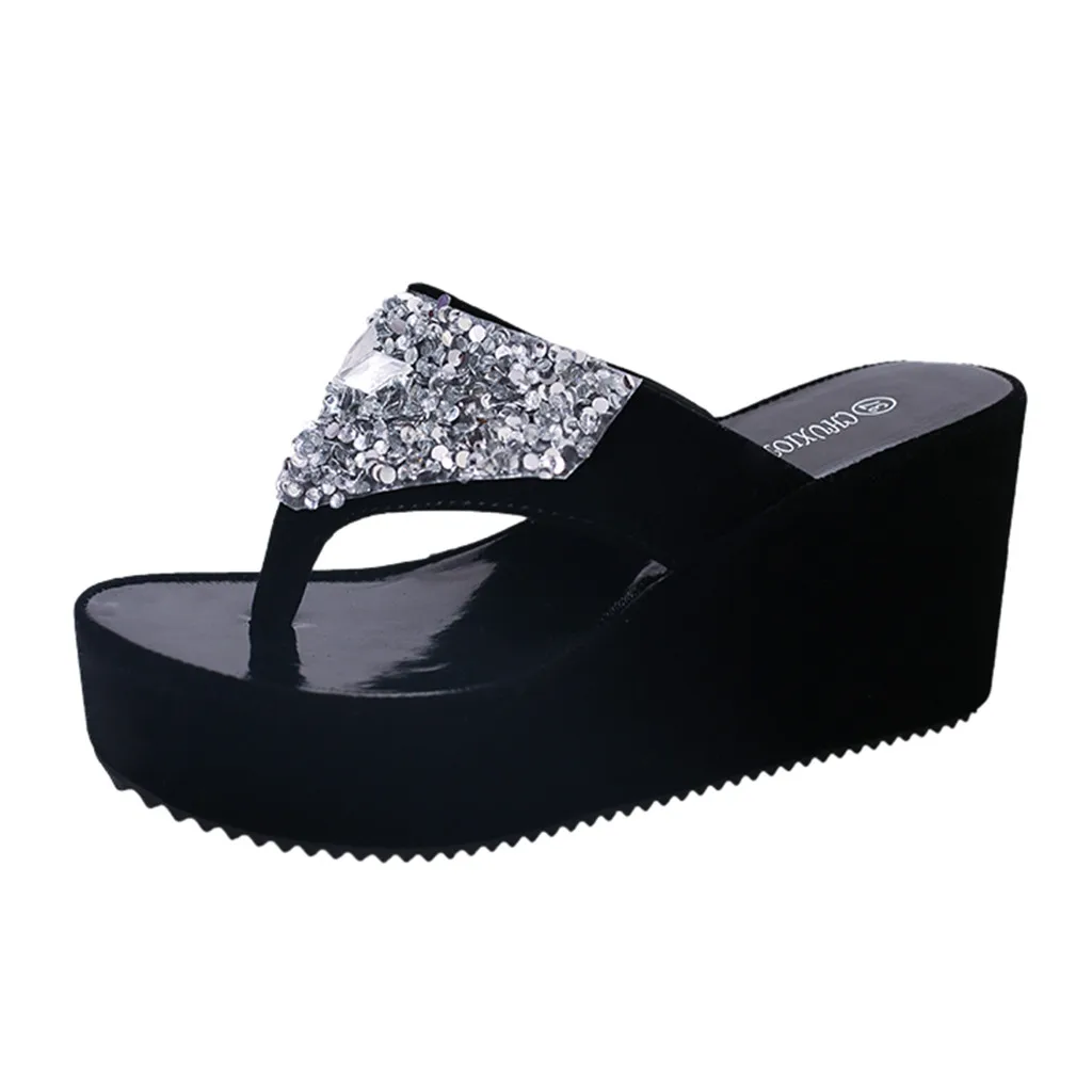 SAGACE New Summer Women's Slippers Rhinestone Wedges Flip Flops Casual Women Platform High Heels Clip Toe Beach Slippers
SAGACE New Summer Women's Slippers Rhinestone Wedges Flip Flops Casual Women Platform High Heels Clip Toe Beach Slippers