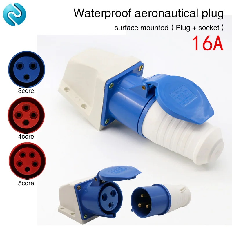Aviation plug socket industrial waterproof connector 3 core 4 core 5 core 16A surface mounted aviation Plug docking
Aviation plug socket industrial waterproof connector 3 core 4 core 5 core 16A surface mounted aviation Plug docking