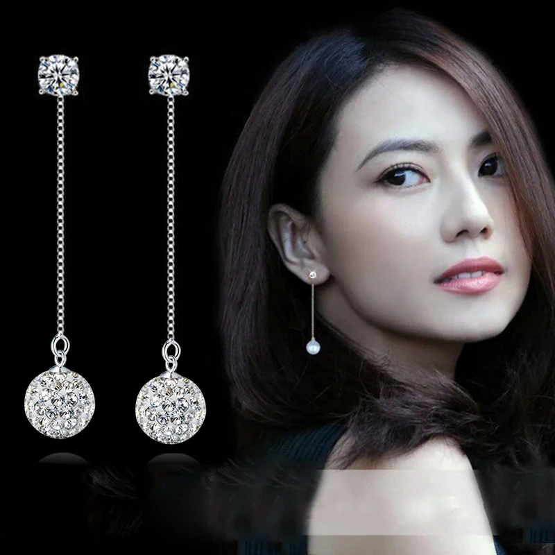 Fashion Shambhala Crystal Ball Drop Earring Long Line Chain Earrings Silver ladies Long Tassel Earrings For Women Ear Jewelry
Fashion Shambhala Crystal Ball Drop Earring Long Line Chain Earrings Silver ladies Long Tassel Earrings For Women Ear Jewelry