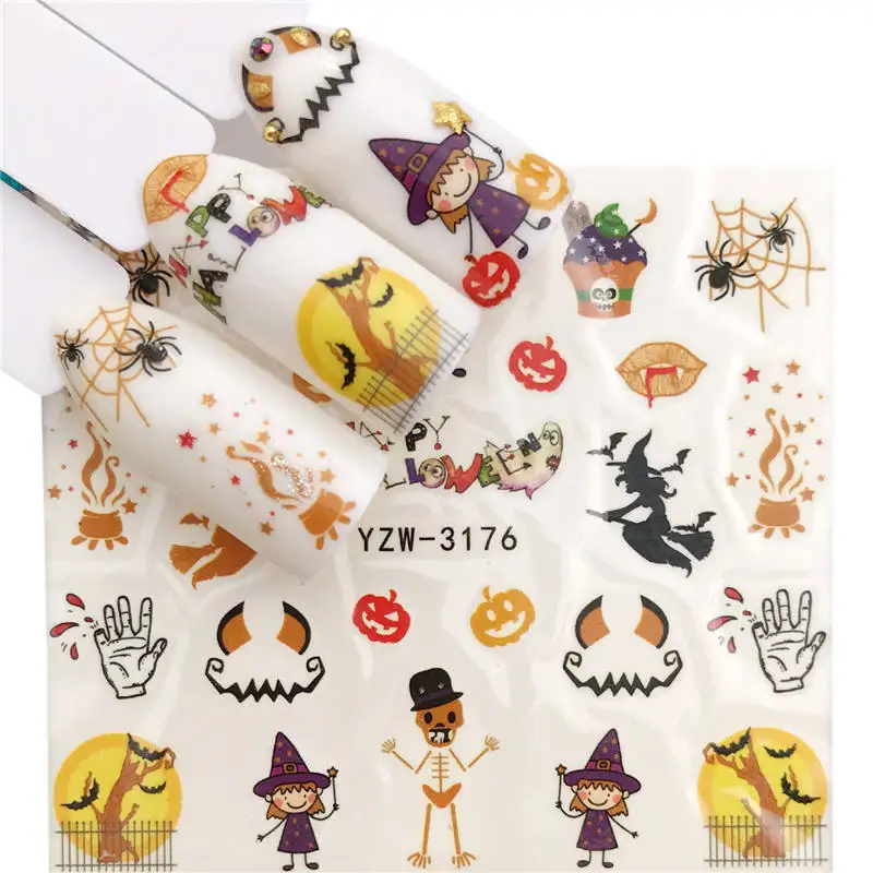 YWK 1 Sheet Halloween Series Nail Art Sticker Nail Water Transfer Decals Nails Foil Manicure Decoration
YWK 1 Sheet Halloween Series Nail Art Sticker Nail Water Transfer Decals Nails Foil Manicure Decoration